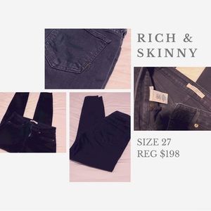 Rich & Skinny Dark Stretch Denim Skinny Leg Reg $198 Size 27